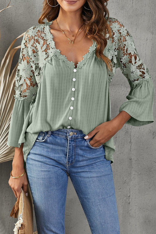 Lace Blusas Summer Top Women Shirt