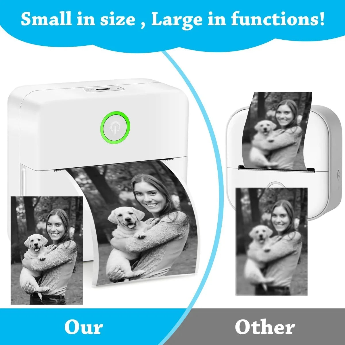 LUXE® 57mm Mini Portable Inkless Thermal Printer for DIY, Notes & Christmas Gifts